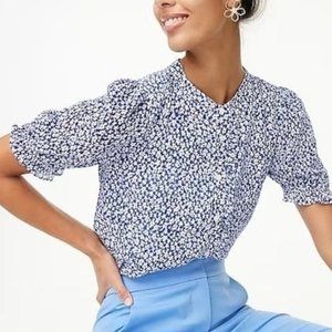 J Crew floral ruffle blouse